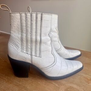 Ganni Croc-Embossed Western Boots